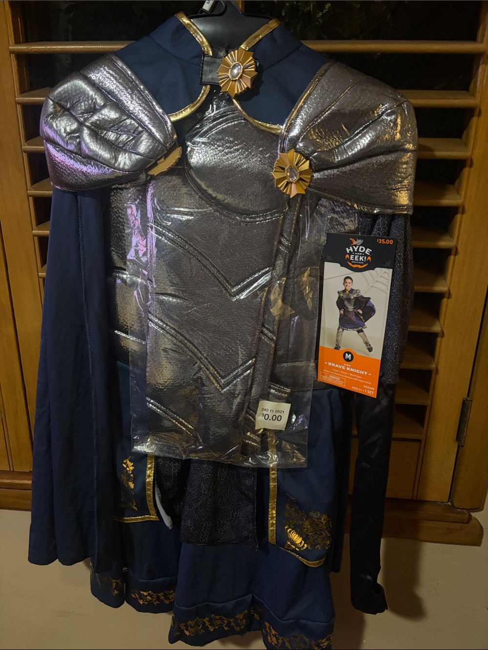 Brave Knight Metallic Silver and Navy Kids Costume